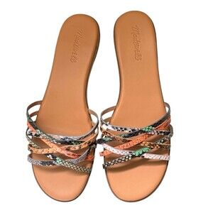 Madewell "The Tracie" Snake Embossed Crisscross Leather Slide Sandal  Size 9.5